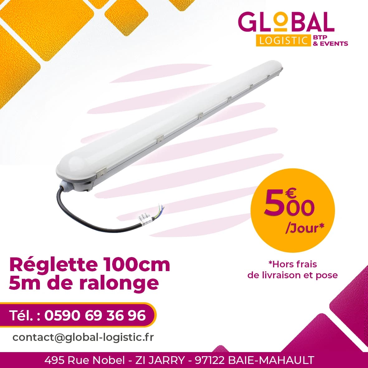 REGLETTE 100cm - 5m de rallonge