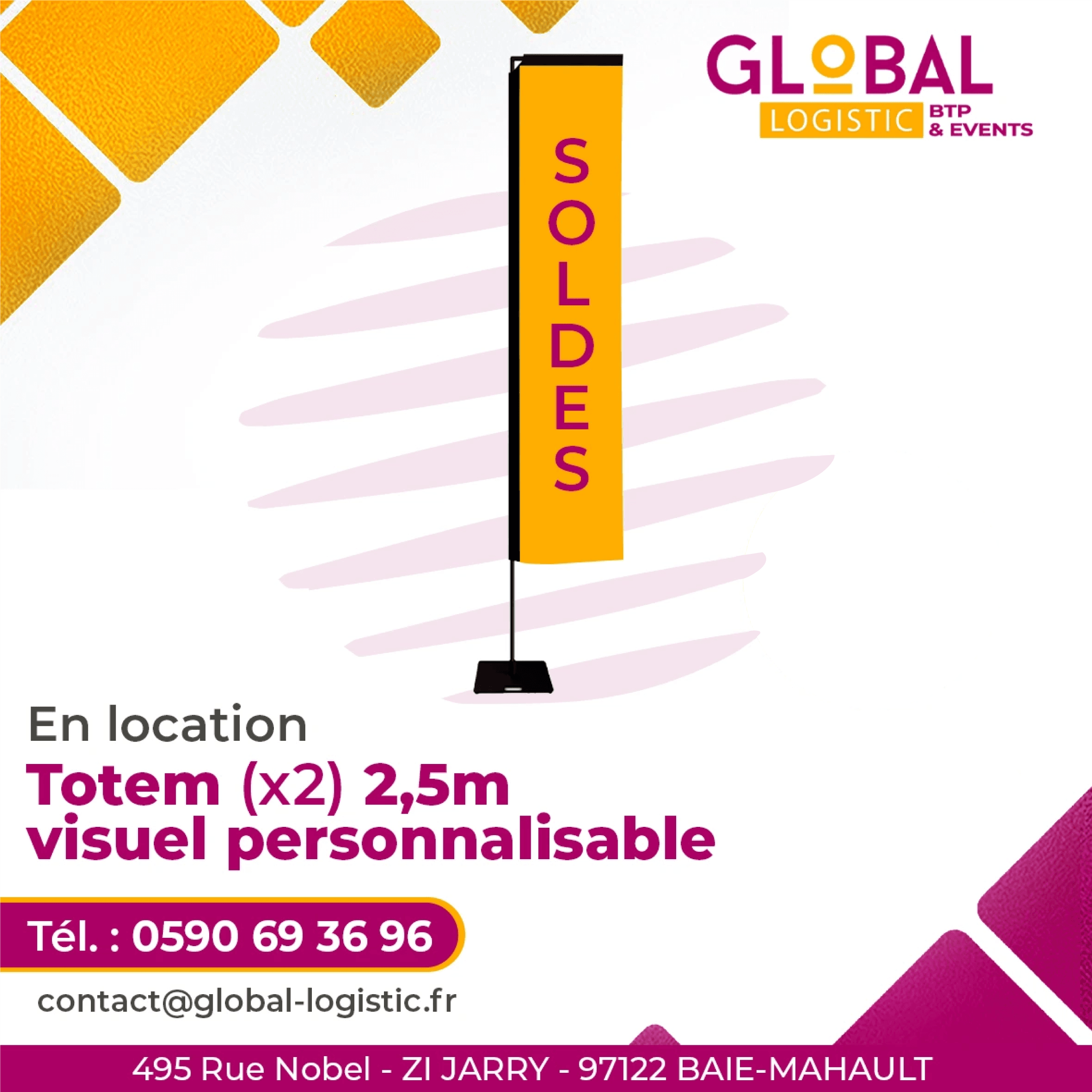 TOTEM 2,5m visuel personalisable (la paire)