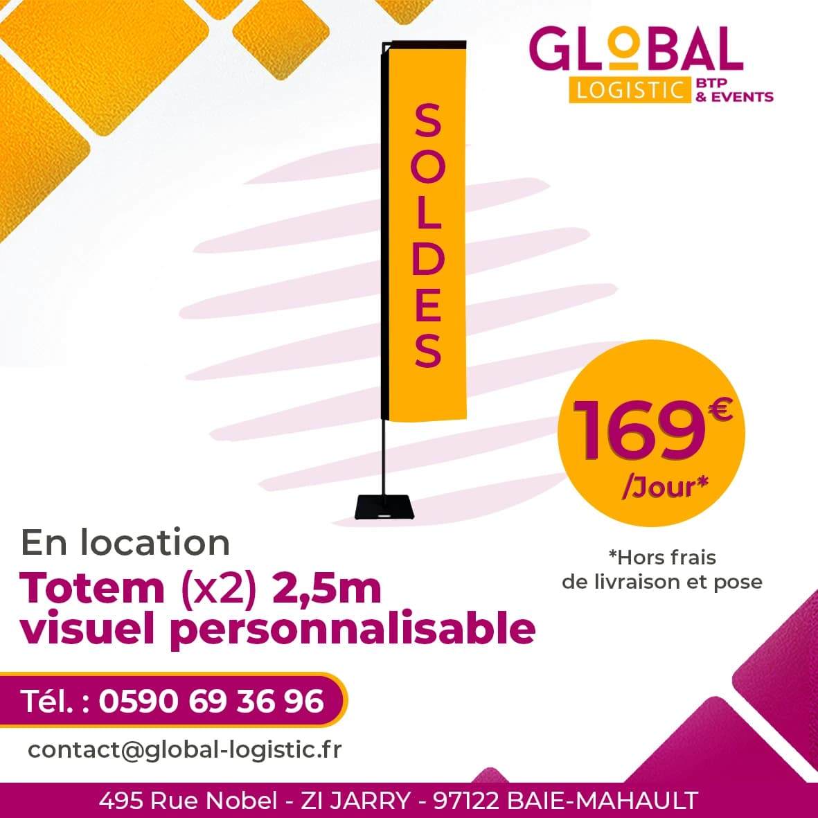 TOTEM 2,5m visuel personalisable (la paire)